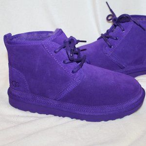 NIB UGG YOUTH 5‎ 6 WOMEN'S 7 8 NEUMEL SUEDE SHEARLING LINED ANKEL BOOTS PURPLE